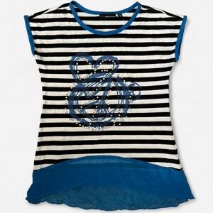 Y2K girl's Miss Understood black and white striped short sleeve